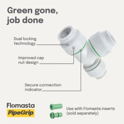 Flomasta  Plastic Push-Fit Reducing Tee 22mm x 15mm x 22mm