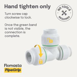 Flomasta  Plastic Push-Fit Reducing Tee 22mm x 15mm x 22mm