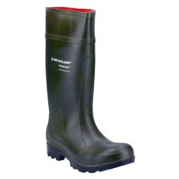 Dunlop Purofort Professional Size 10 Green Steel Toe Cap Safety Wellies Screwfix