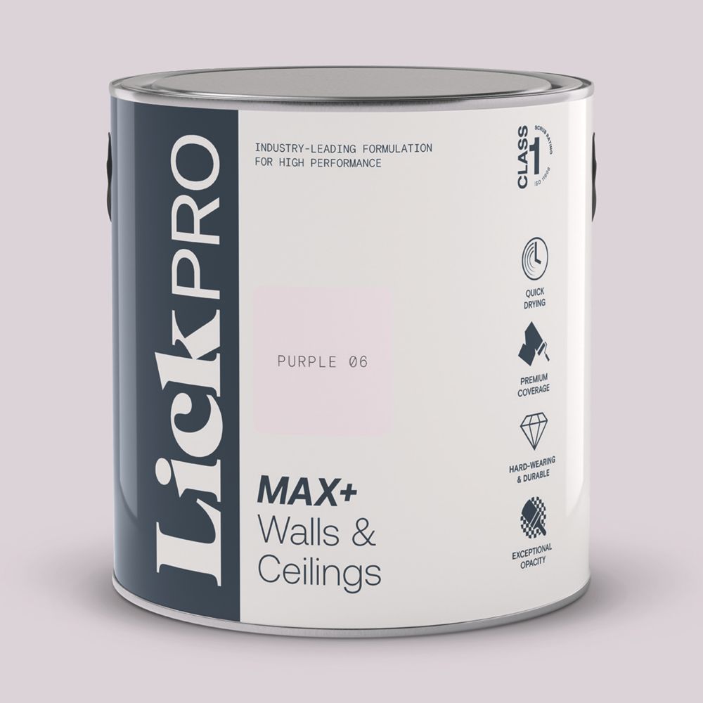 LickPro Max+ 2.5Ltr Purple 06 Eggshell Emulsion Paint Screwfix