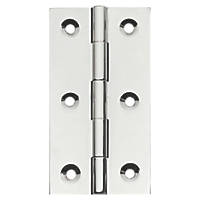 Polished Chrome  Solid Drawn Butt Hinges 64 x 35mm 2