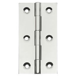 Polished Chrome  Solid Drawn Butt Hinges 64mm x 35mm 2 Pack