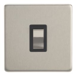 Contactum Lyric 20A 1-Gang DP Control Switch Brushed Steel  with Black Inserts
