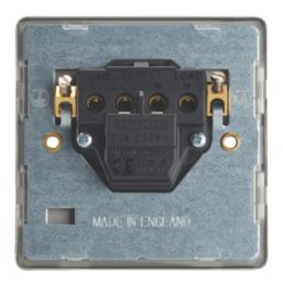 Contactum Lyric 20A 1-Gang DP Control Switch Brushed Steel  with Black Inserts