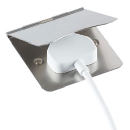 Knightsbridge FPR7UBCW 13A 1-Gang Unswitched Floor Socket Brushed Chrome with White Inserts