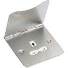 Knightsbridge FPR7UBCW 13A 1-Gang Unswitched Floor Socket Brushed Chrome with White Inserts
