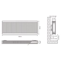 Flomasta 500mm x 1200mm 4705BTU White Type 21 Convector Radiator