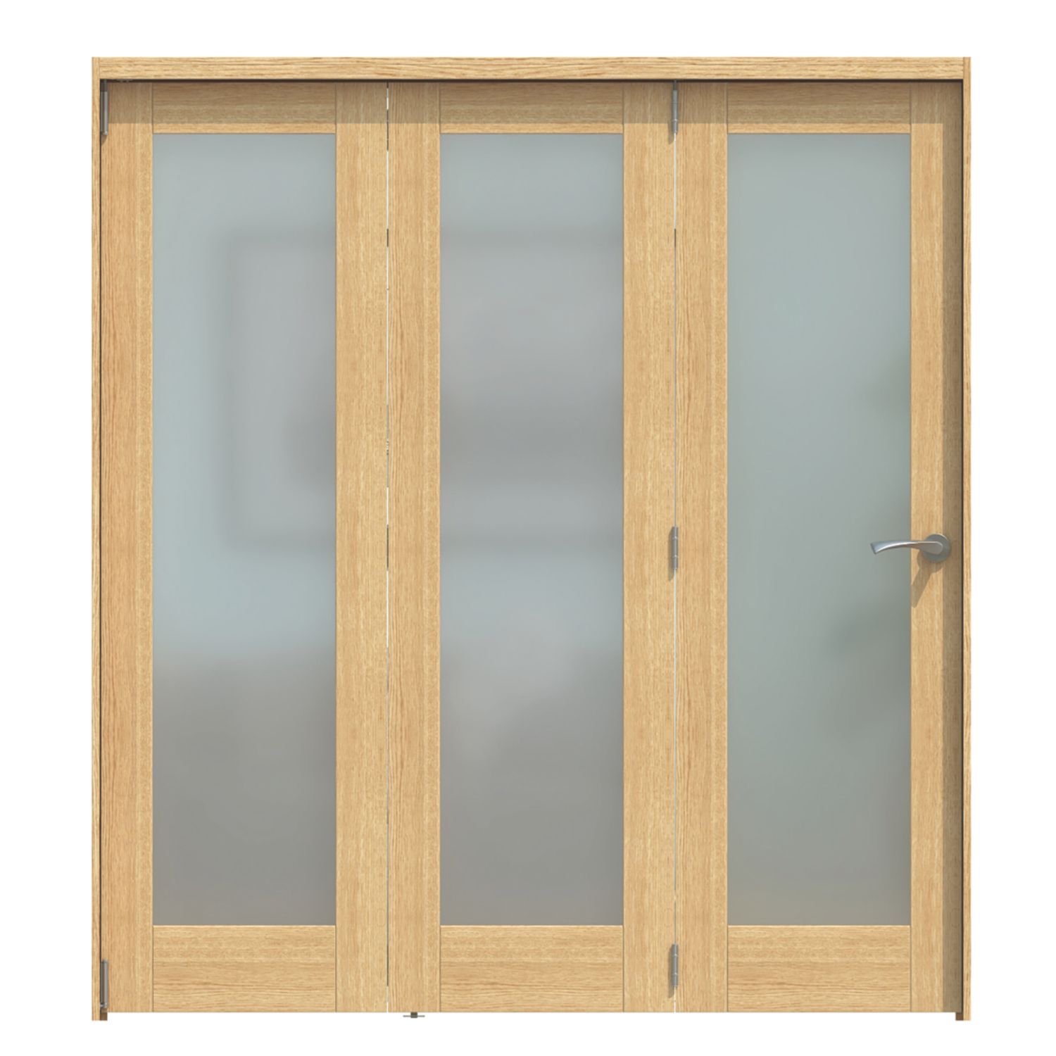 Green & Taylor 3-Door 1-Frosted Light Unfinished Oak Wooden Shaker Internal Bi-Fold Door 2060mm x 1905mm (418CT)