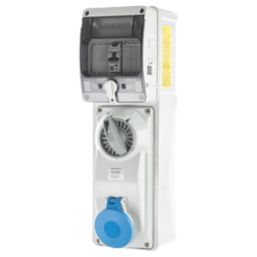 Lewden  16A 30mA 1-Way Non-Metered Switched Caravan Hook Up Point 1x16A Compact With RCBO