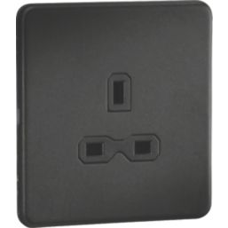 Knightsbridge  13A 1-Gang Unswitched Socket Smoked Bronze with Black Inserts