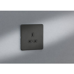 Knightsbridge  13A 1-Gang Unswitched Socket Smoked Bronze with Black Inserts