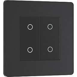 British General Evolve 2-Gang 2-Way LED Double Master Touch Trailing Edge Dimmer Switch  Matt Black with Black Inserts