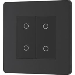 British General Evolve 2-Gang 2-Way LED Double Master Touch Trailing Edge Dimmer Switch  Matt Black with Black Inserts
