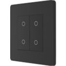 British General Evolve 2-Gang 2-Way LED Double Master Touch Trailing Edge Dimmer Switch  Matt Black with Black Inserts