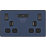 British General Evolve 13A 2-Gang SP Switched Socket + 3.1A 2-Outlet Type A USB Charger Blue with Black Inserts