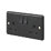 MK Contoura 13A 2-Gang DP Switched Plug Socket Black  with Colour-Matched Inserts