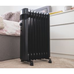 TCP  2000W Electric Freestanding 9-Fin Oil-Filled Radiator Black