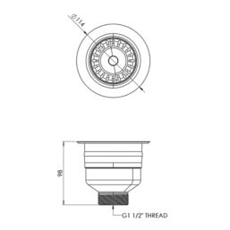 Top-Fix Kitchen Strainer Waste Brushed Brass 90mm
