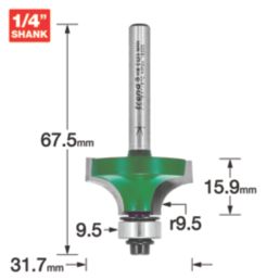 Trend C078X1/4TC 1/4" Rounding-Over Router Cutter 31.7mm x 15.9mm