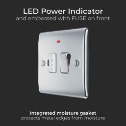 British General Nexus Metal 13A Switched Fused Spur with LED Polished Chrome