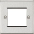 Knightsbridge Raised Square 2-Module Modular Faceplate Brushed Chrome