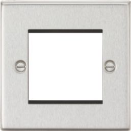 Knightsbridge Raised Square 2-Module Modular Faceplate Brushed Chrome
