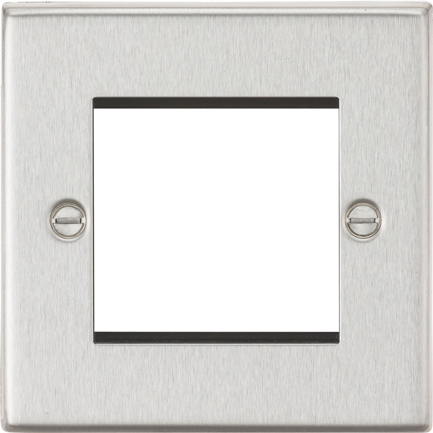 Knightsbridge Raised Square 2-Module Modular Faceplate Brushed Chrome (418YA)