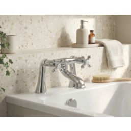 Bristan Colonial Chrome-Plated 158mm Deck Mounted Cross Head 2 Tap Holes Bath Mixer Tap