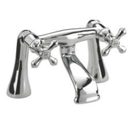 Bristan Colonial Chrome-Plated 158mm Deck Mounted Cross Head 2 Tap Holes Bath Mixer Tap