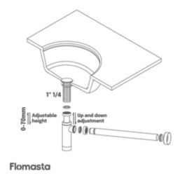 Flomasta  Telescopic Bottle Trap Chrome 32mm