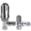 Flomasta  1/2" x 15mm Chrome Angled & L/S Modern Thermostatic Radiator Valve & Lockshield