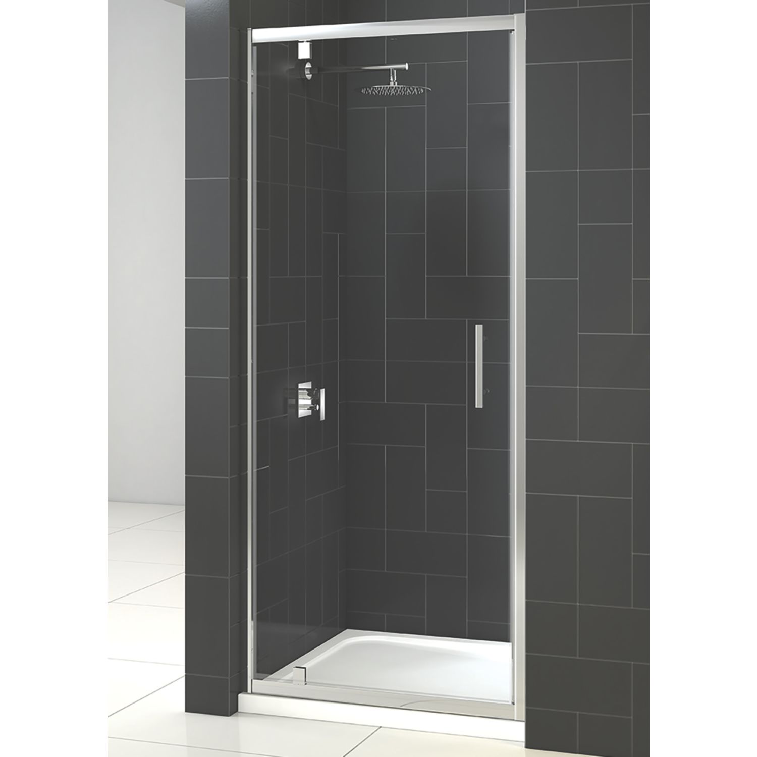 Triton Fast Fix Framed Rectangular Pivot Shower Door Chrome 900mm x 1900mm (419KT)