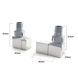 Towelrads  15mm x 1/2" Chrome Corner Designer Manual Radiator Valve & Lockshield  2 Pack
