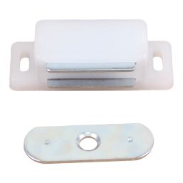 Essentials 1-Hole Magnetic Cabinet Catch White 45mm x 16mm 10 Pack