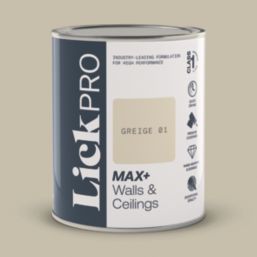 LickPro Max+ 1Ltr Greige 01 Matt Emulsion  Paint