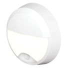 4lite Pylus Outdoor Round LED Wall & Ceiling Bulkhead with Eyelid Cover With PIR Sensor White 12.5W 660lm