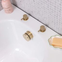 ETAL Freeflow Brushed Brass Round Head Bath Overflow Filler Tap  With Pop-Up Waste