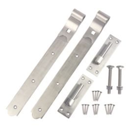 GateMate Stainless Steel Cranked Band & Hook on Plates 164mm x 18" x 450mm 2 Pack