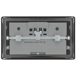 LAP  13A 2-Gang Unswitched Socket + 4.2A 10.5W 4-Outlet Type A USB Charger Black Nickel with Black Inserts
