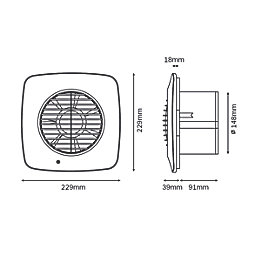 Xpelair DX150HTS 150mm (6") Axial Bathroom or Kitchen Extractor Fan with Humidistat & Timer White 220-240V