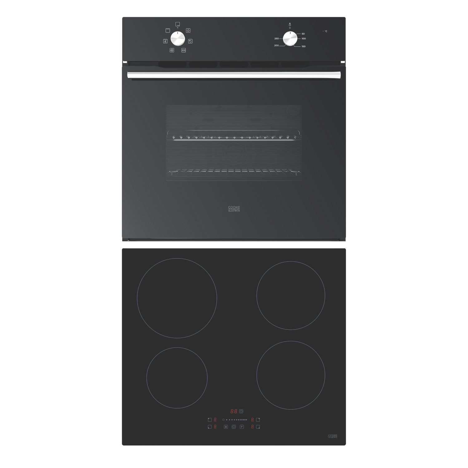 Cooke & Lewis Built-in Multi-Function Oven & Induction Hob Black (420EH)