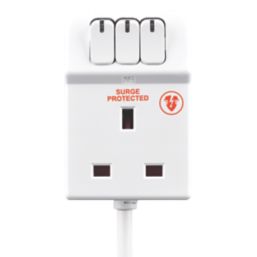 Masterplug 13A 3-Gang Switched Surge-Protected Extension Lead White 2m