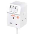 Masterplug 13A 3-Gang Switched Surge-Protected Extension Lead White 2m