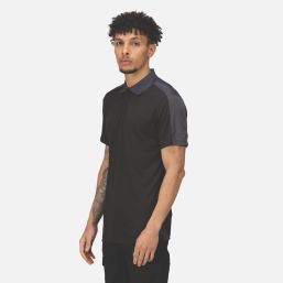 Regatta Contrast Coolweave Polo Shirt Black/Seal Grey X Large 49" Chest