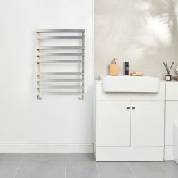 Time 690mm x 500mm 876BTU Silver Flat Designer Towel Radiator