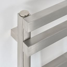 Time 690mm x 500mm 876BTU Silver Flat Designer Towel Radiator