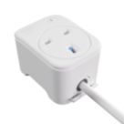 Masterplug 13A 1-Gang Unswitched Surge-Protected Extension Lead
 + 3A 2-Outlet Type C USB Charger Matt White 2m