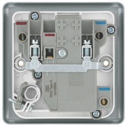 British General  13A Unswitched Metal Clad Passive RCD Fused Spur & Flex Outlet with White Inserts