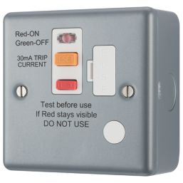 British General  13A Unswitched Metal Clad Passive RCD Fused Spur & Flex Outlet with White Inserts