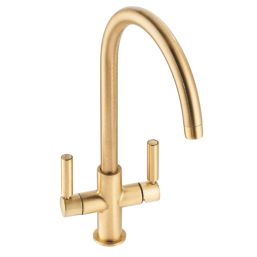 Abode Globe Aquifier 3-Way Deck Mounted Filter Tap Brushed Brass